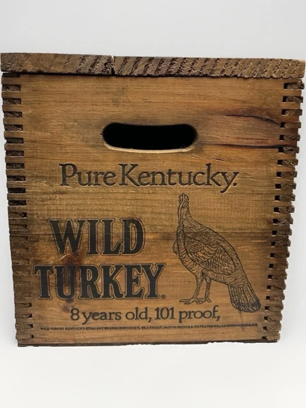 🦃🥃 Vintage Wild Turkey Bourbon Wooden Crate Display Box 8 Year 101 Proof Rare